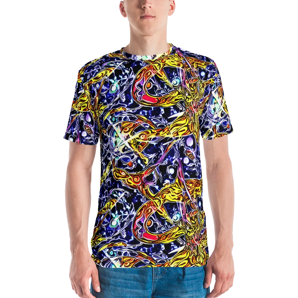 Blue Fire Orbit on Men's Crew Neck T-Shirt — Front