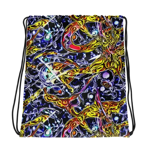 Blue Fire Orbit on a Drawstring Bag