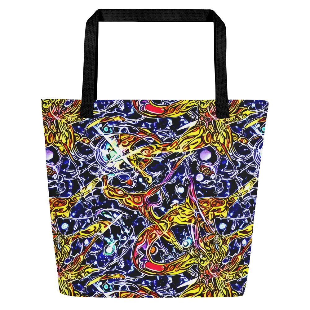Blue Fire Orbit on Large Tote Bag W/ Pocket — Front