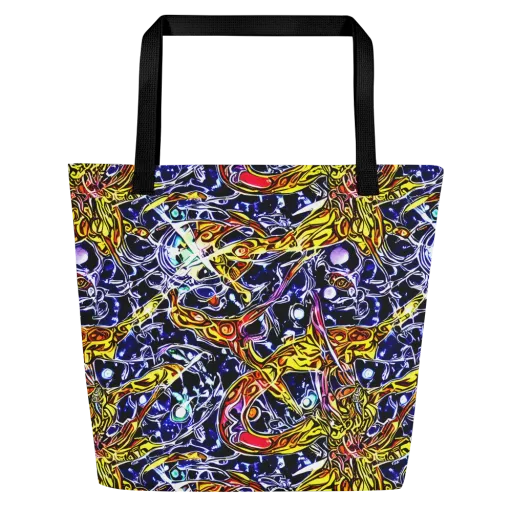 Blue Fire Orbit on a Large Tote Bag W/ Pocket