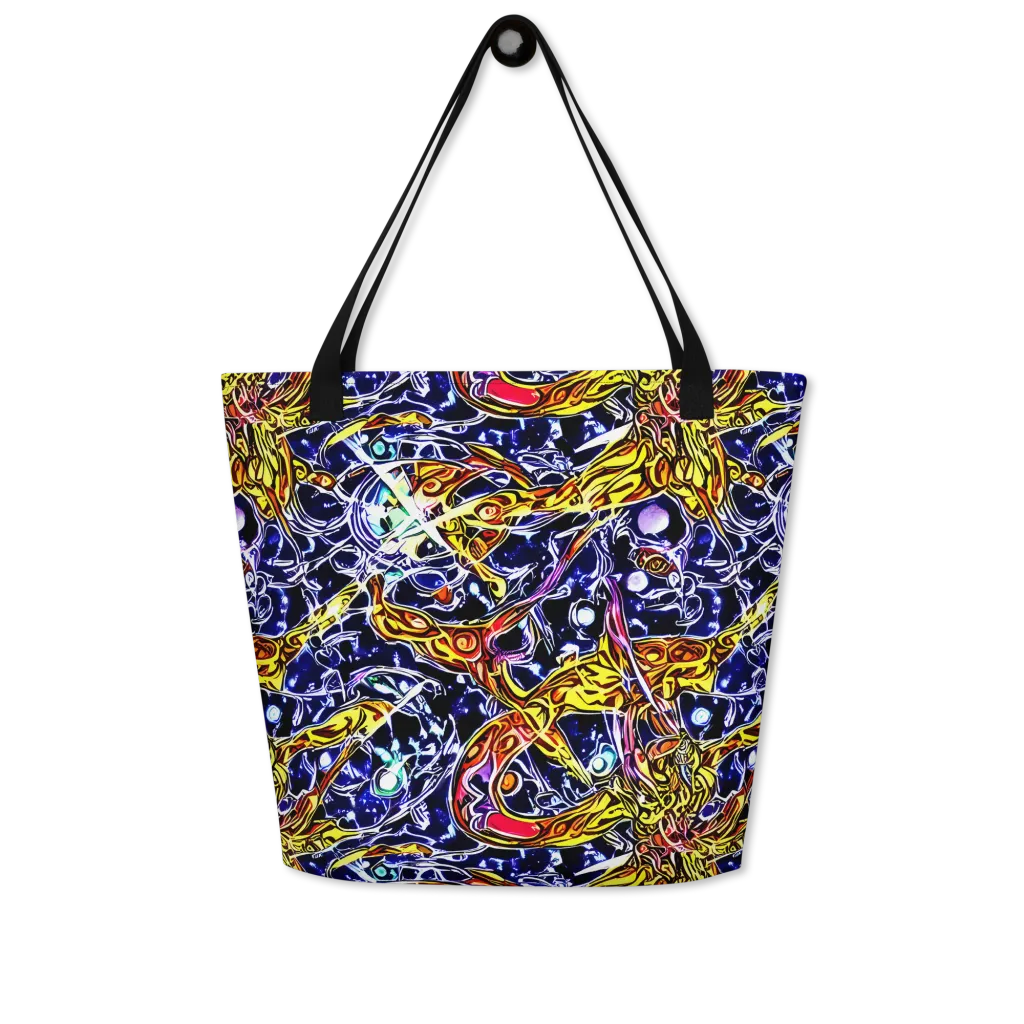 Blue Fire Orbit on Large Tote Bag W/ Pocket — Front