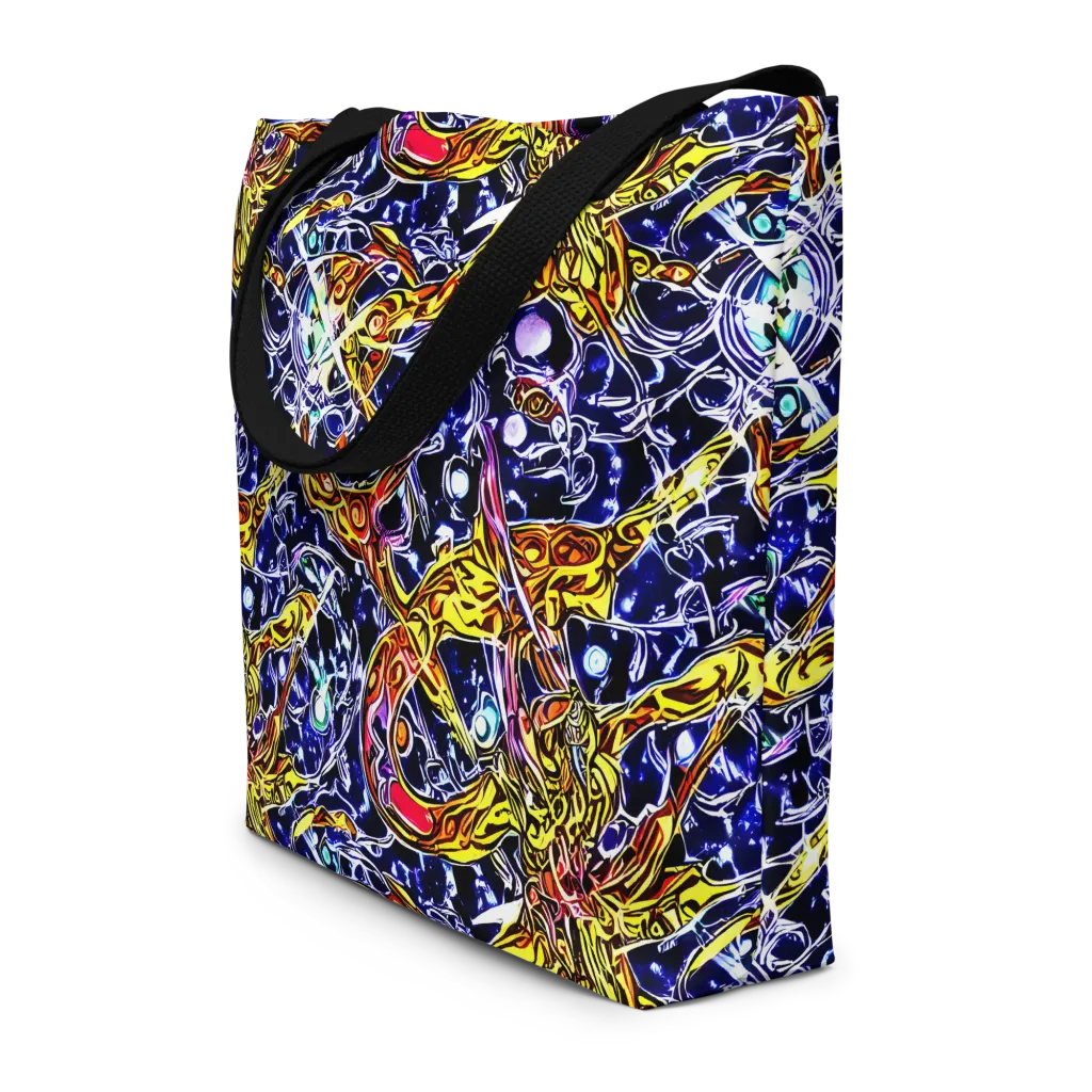 Blue Fire Orbit on Large Tote Bag W/ Pocket — Front