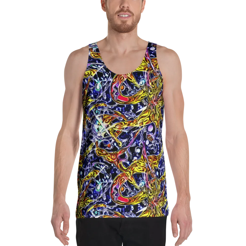 Blue Fire Orbit on Men's Tank Top — Front