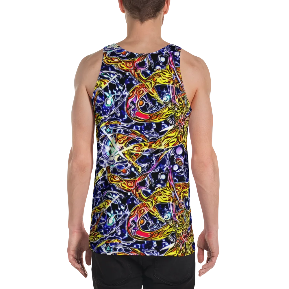 Blue Fire Orbit on Men's Tank Top — Back