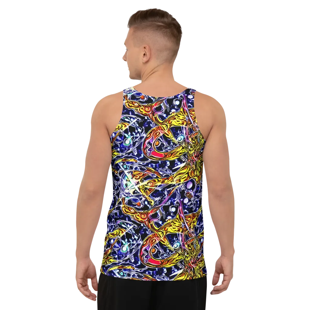 Blue Fire Orbit on Men's Tank Top — Back