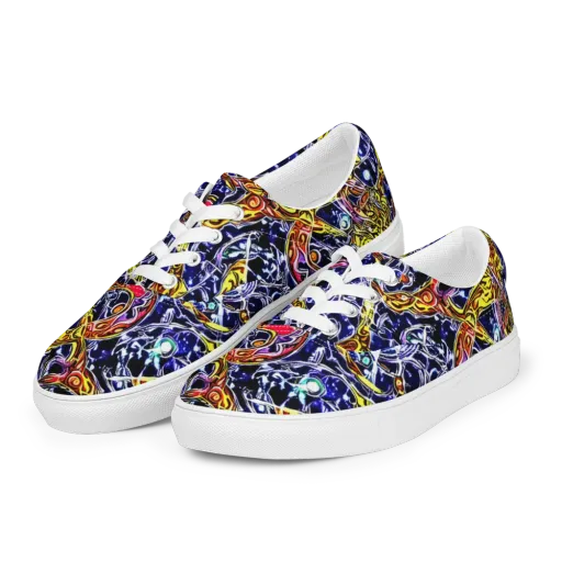 Blue Fire Orbit on a Men's Lace-Up Canvas Shoes