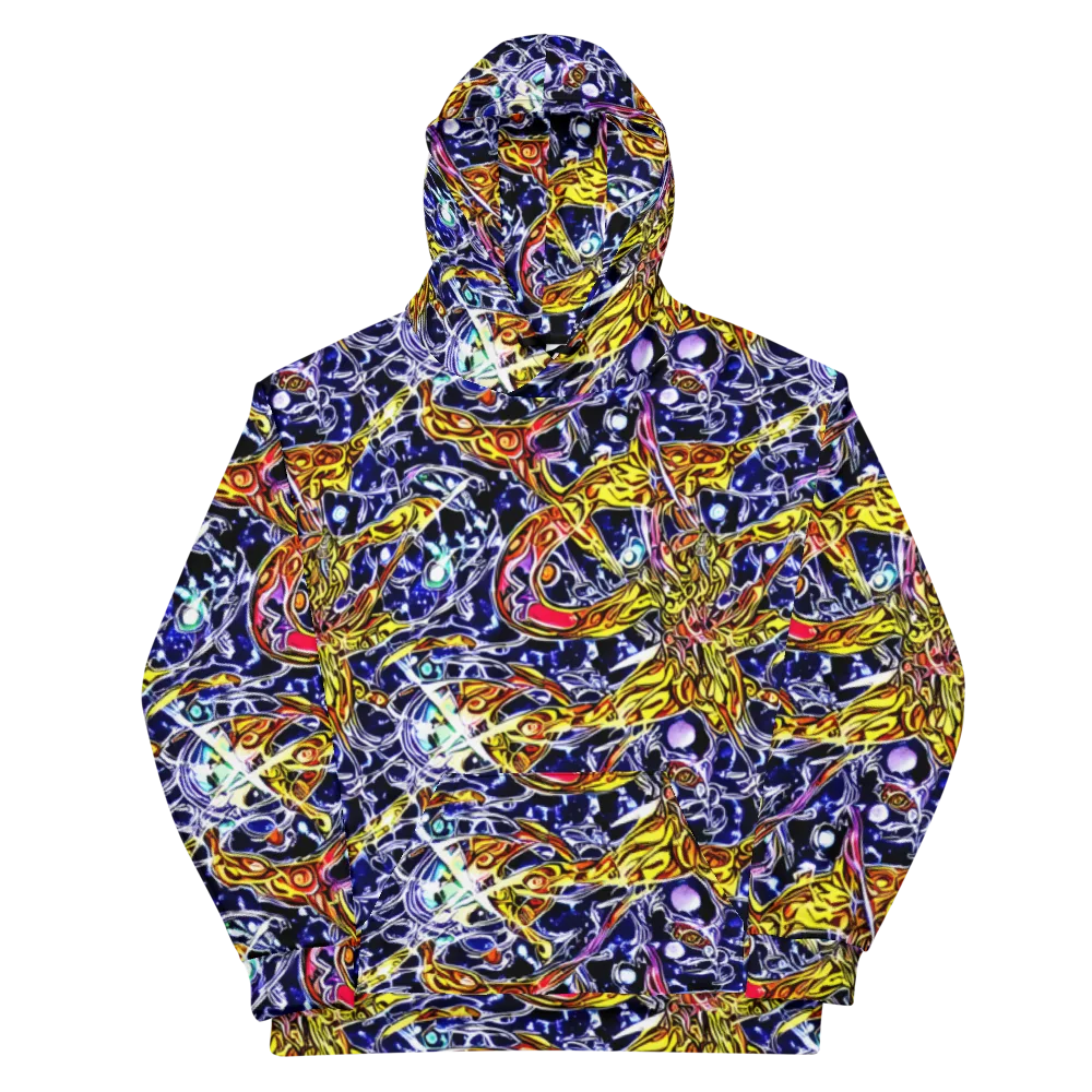 Blue Fire Orbit on Cotton Hoodie — Front
