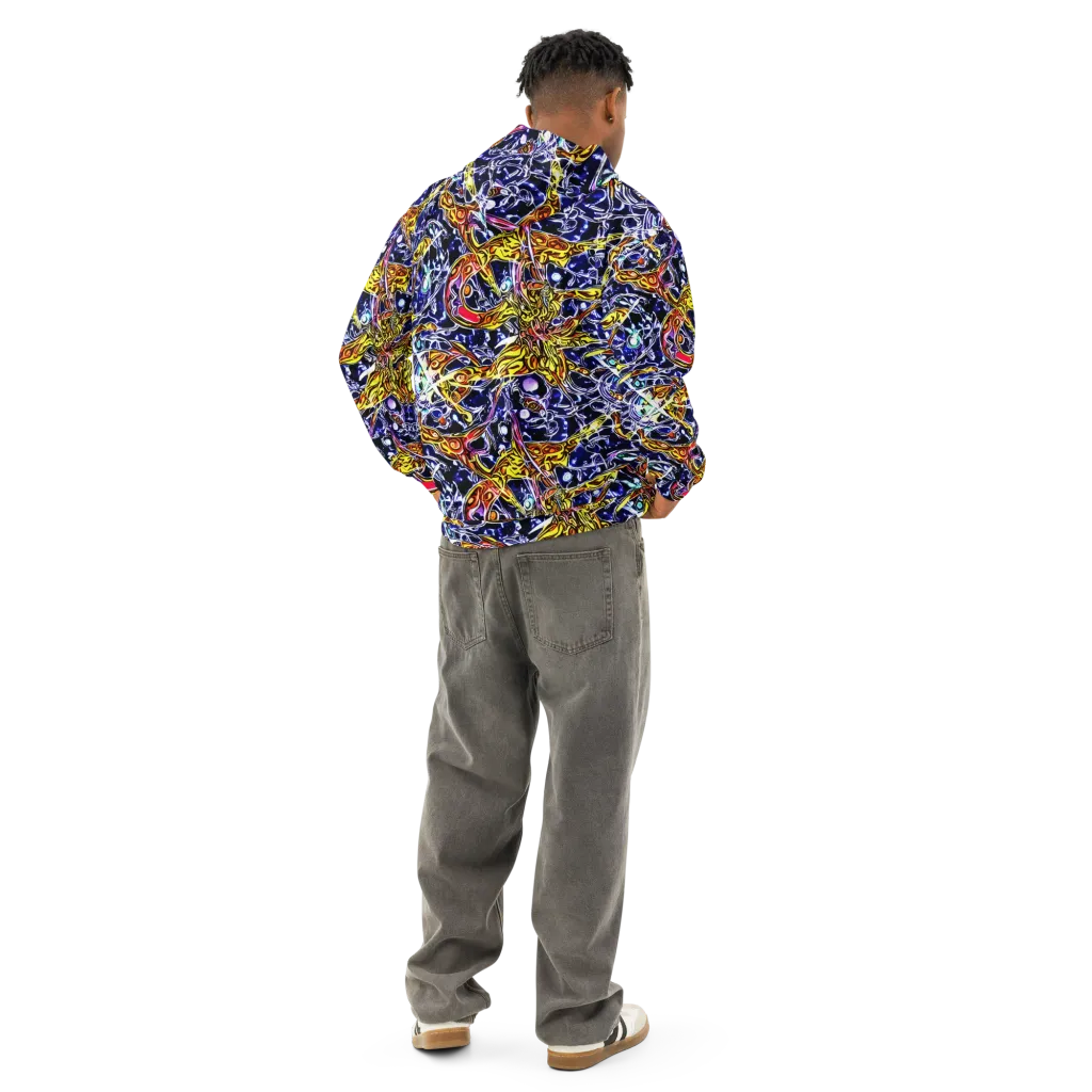 Blue Fire Orbit on Cotton Hoodie — Back