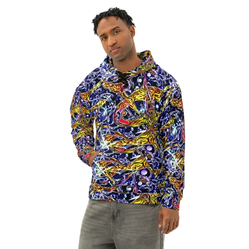 Blue Fire Orbit on a Cotton Hoodie