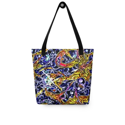 Blue Fire Orbit on a Tote Bag