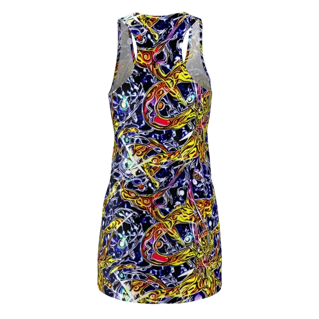 Blue Fire Orbit on Racerback Dress — Back