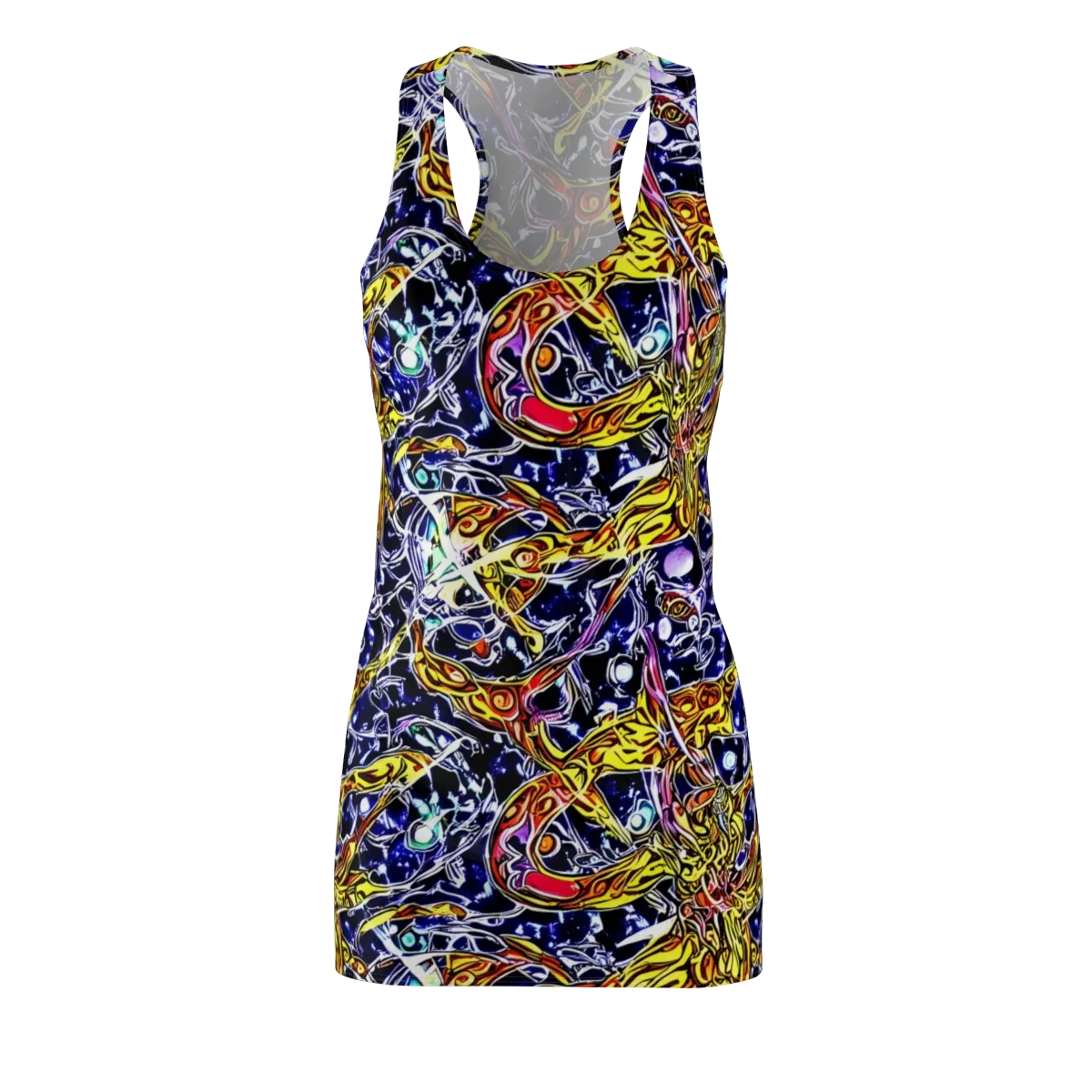 Blue Fire Orbit on Racerback Dress — Front