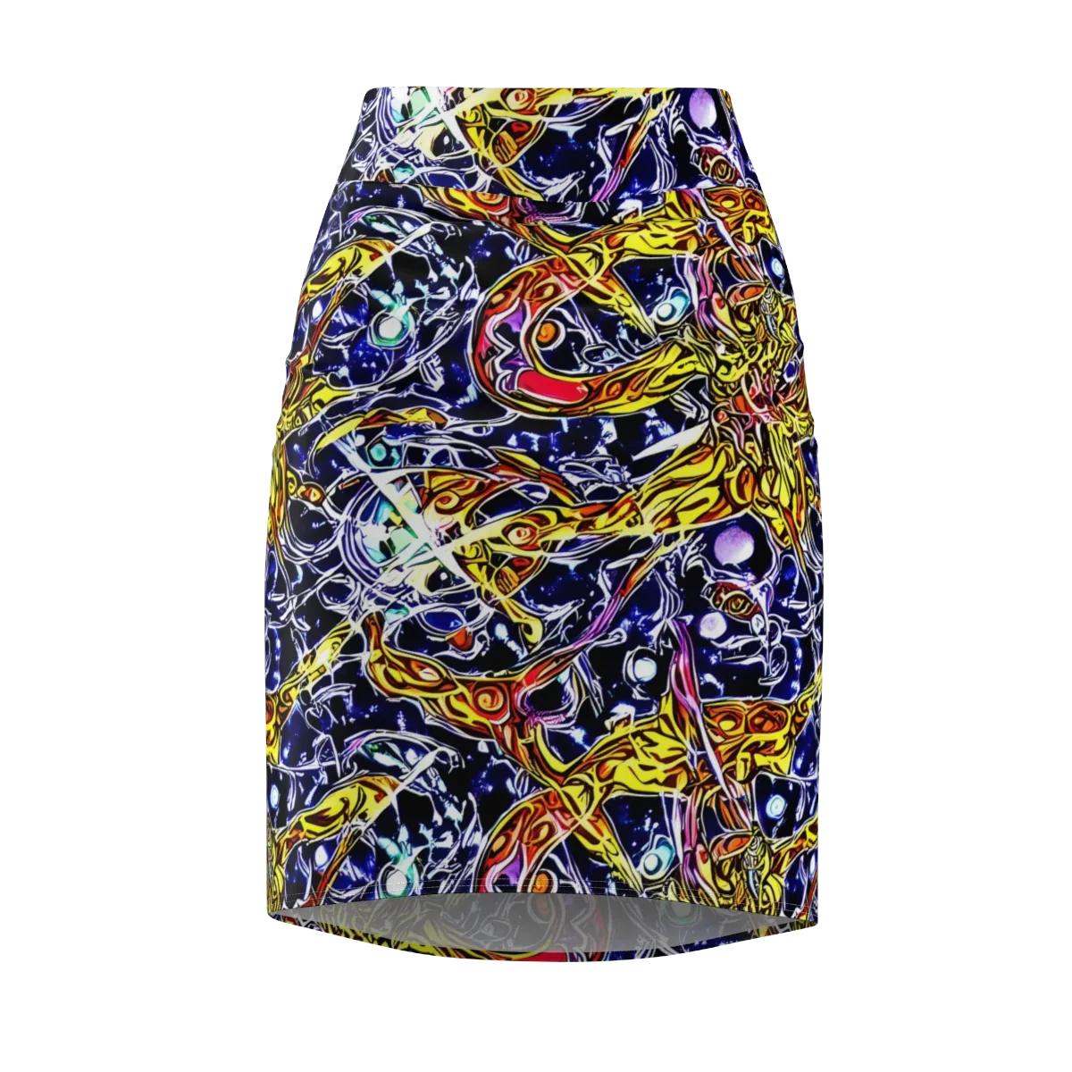 Blue Fire Orbit on Pencil Skirt — Front