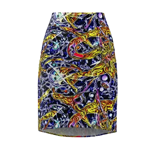 Blue Fire Orbit on a Pencil Skirt