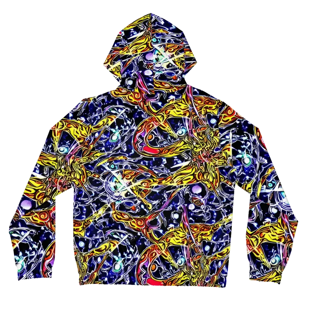 Blue Fire Orbit on Women's Full-Zip Hoodie — Back