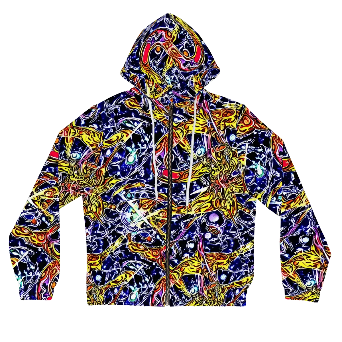 Blue Fire Orbit on Women's Full-Zip Hoodie — Front