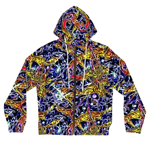 Blue Fire Orbit on a Women's Full-Zip Hoodie