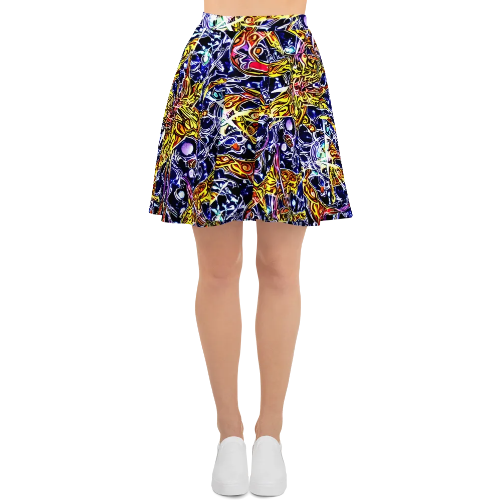 Blue Fire Orbit on Skater Skirt — Front