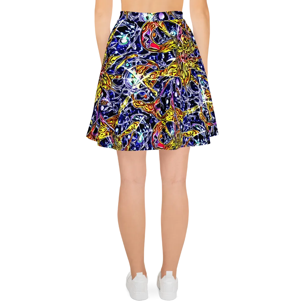 Blue Fire Orbit on Skater Skirt — Back