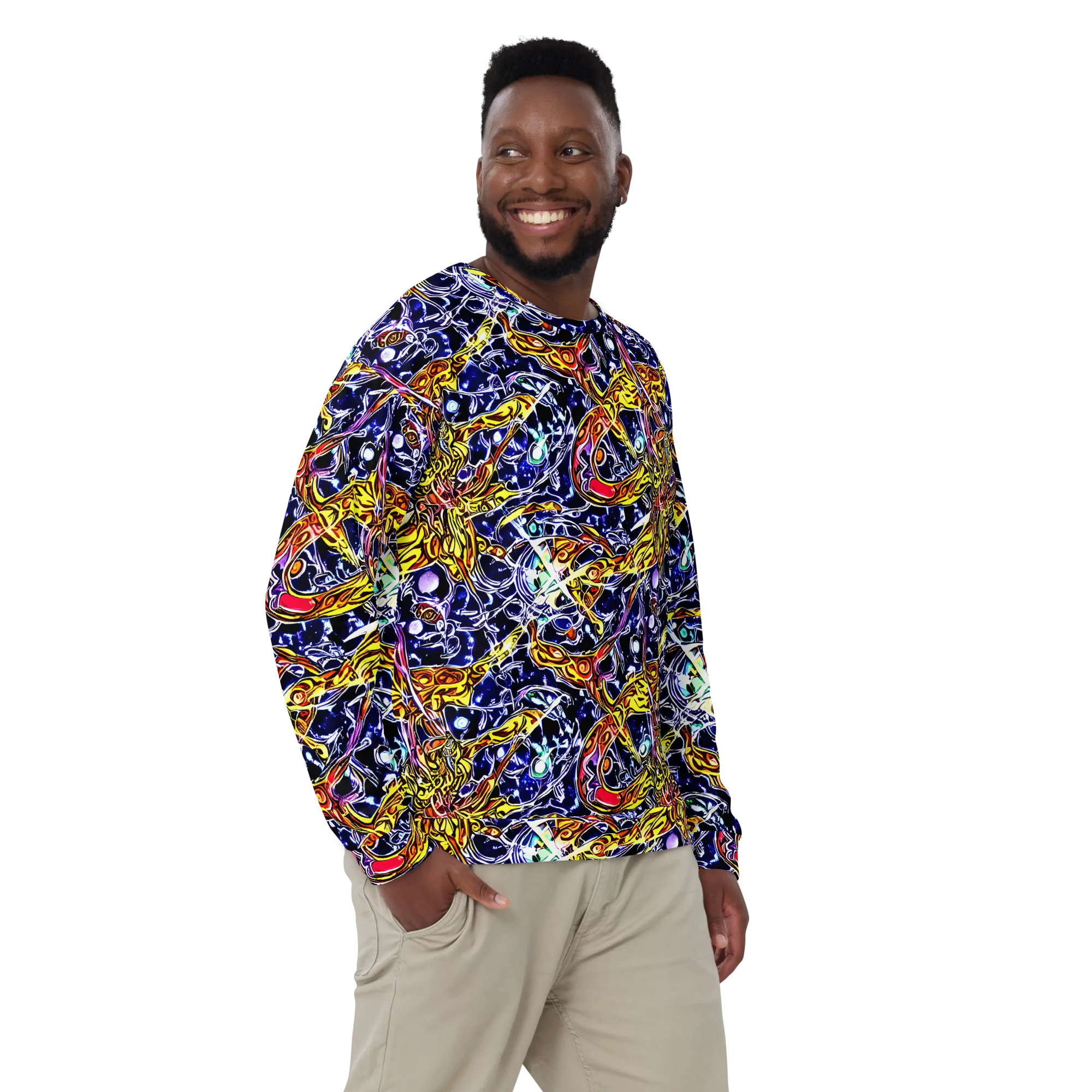 Blue Fire Orbit on Sweatshirt — Front