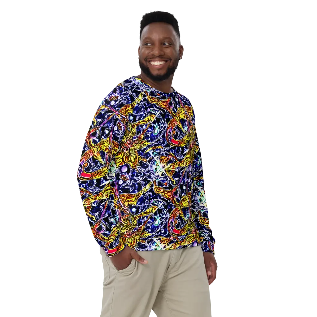 Blue Fire Orbit on Sweatshirt — Front