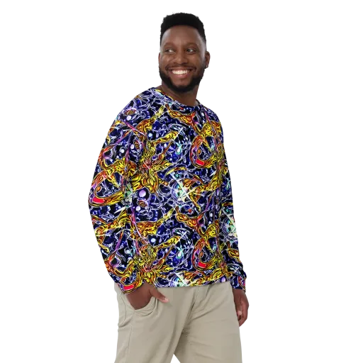 Blue Fire Orbit on a Sweatshirt