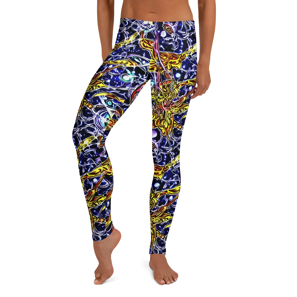 Blue Fire Orbit on Leggings — Front