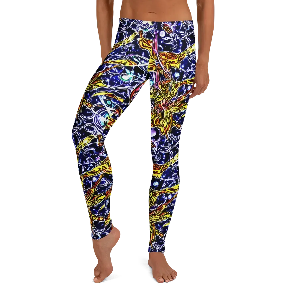 Blue Fire Orbit on Leggings — Front