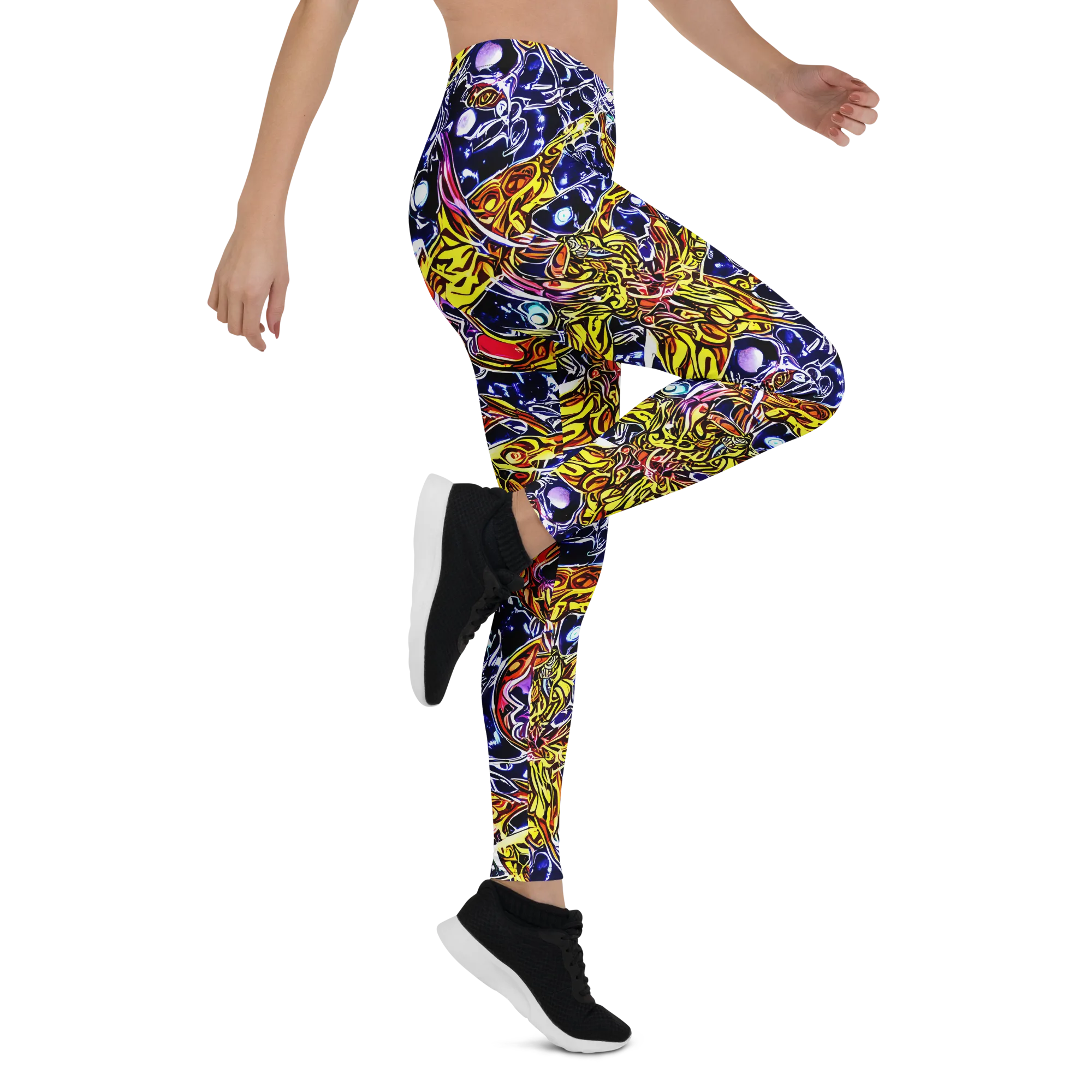 Blue Fire Orbit on Leggings — Right