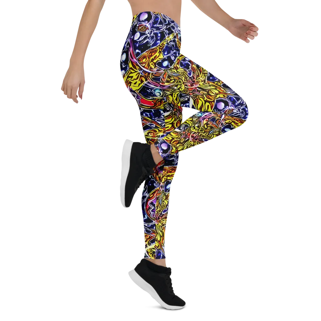 Blue Fire Orbit on Leggings — Right