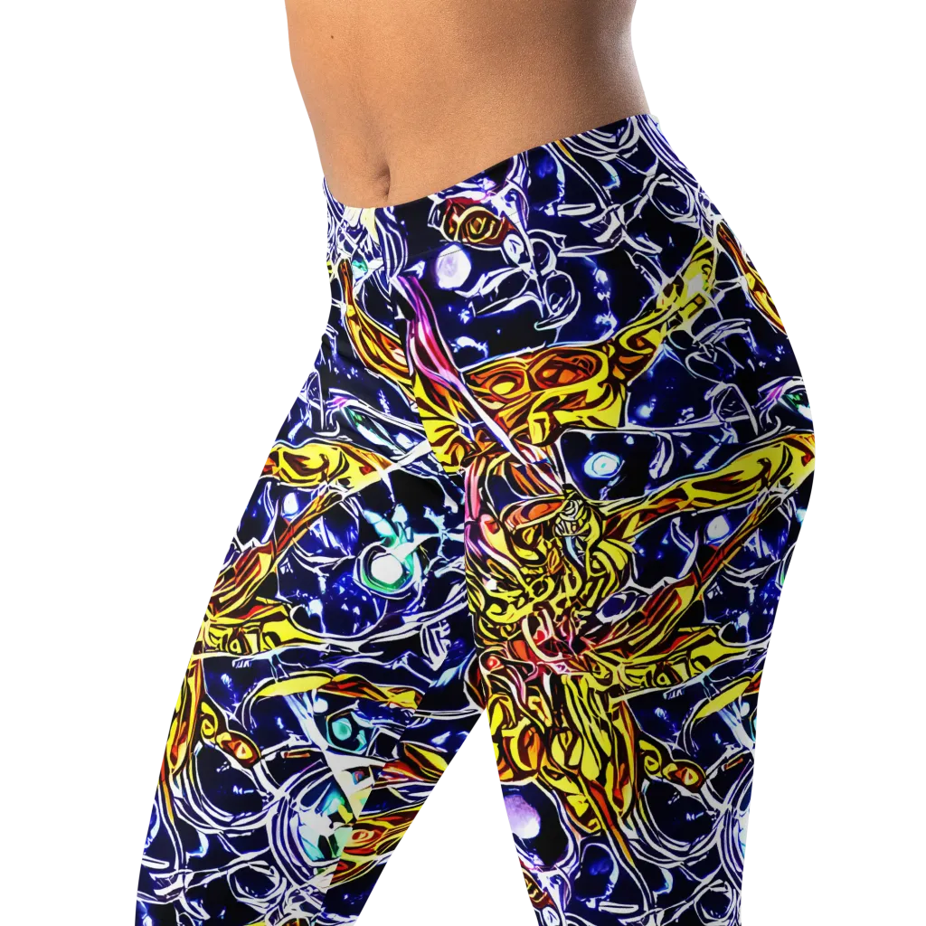 Blue Fire Orbit on Leggings — Left Front