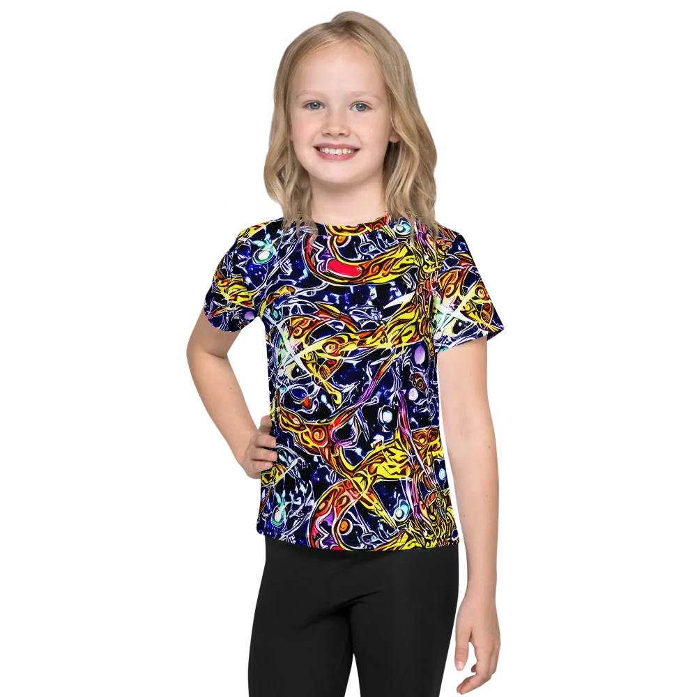 Blue Fire Orbit on Kids Crew Neck T-Shirt — Front
