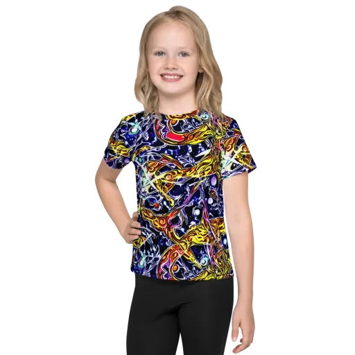 Blue Fire Orbit on a Kids Crew Neck T-Shirt