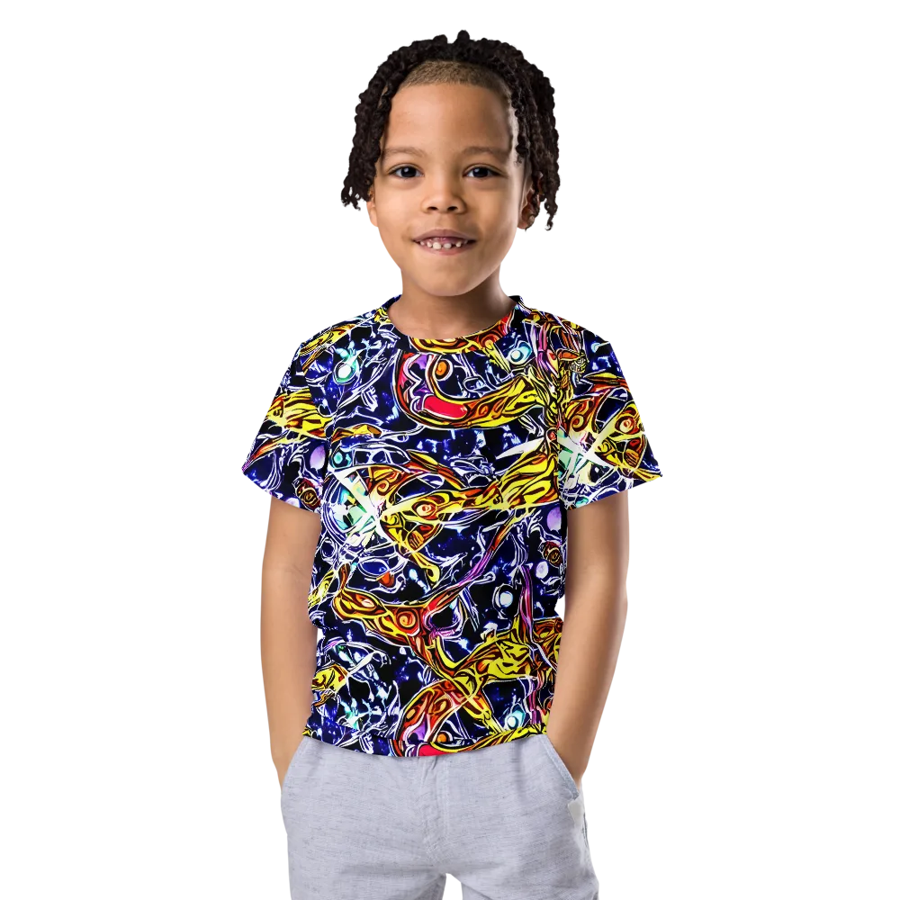 Blue Fire Orbit on Kids Crew Neck T-Shirt — Front