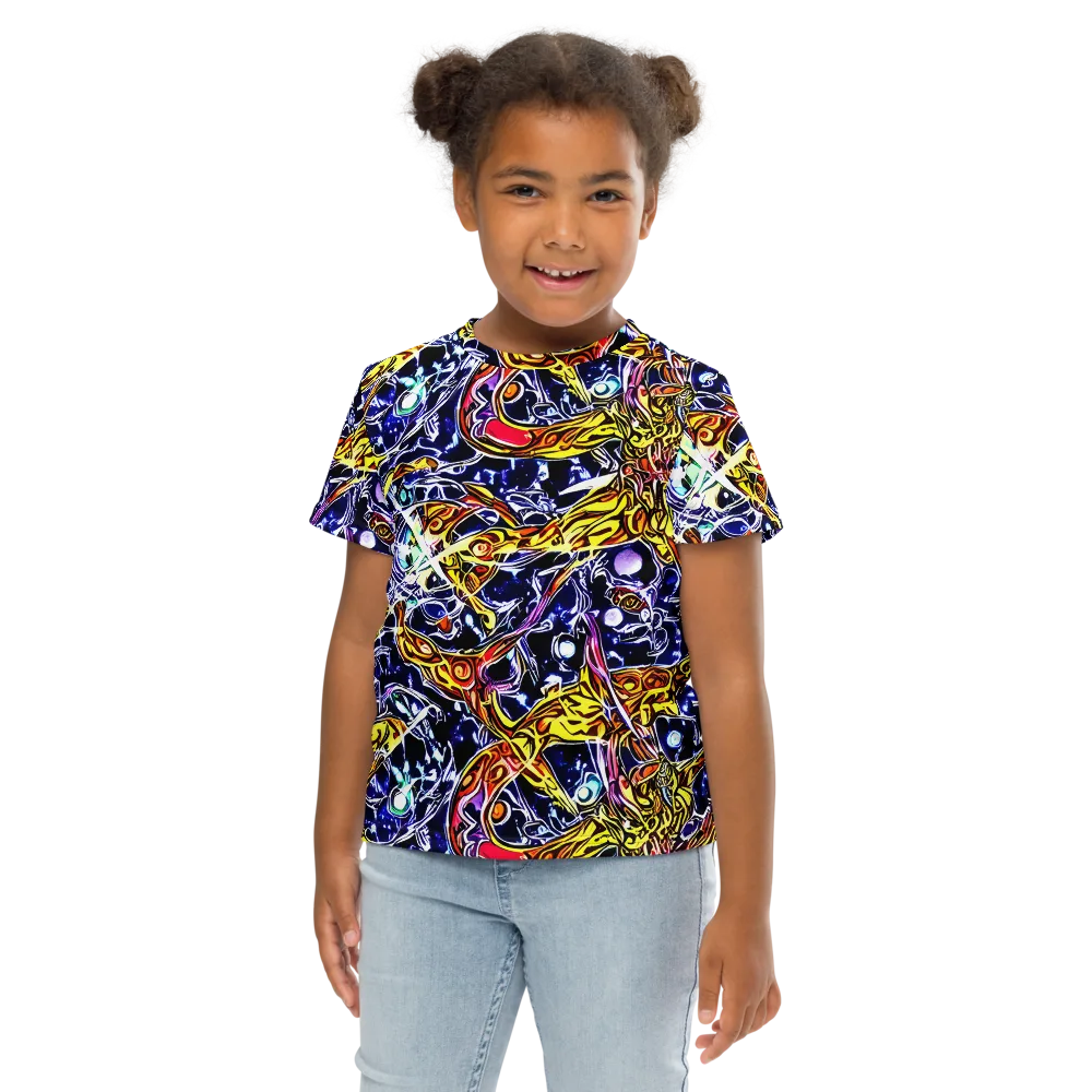 Blue Fire Orbit on Kids Crew Neck T-Shirt — Front