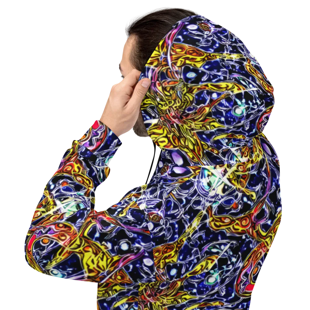Blue Fire Orbit on Hoodie — Back