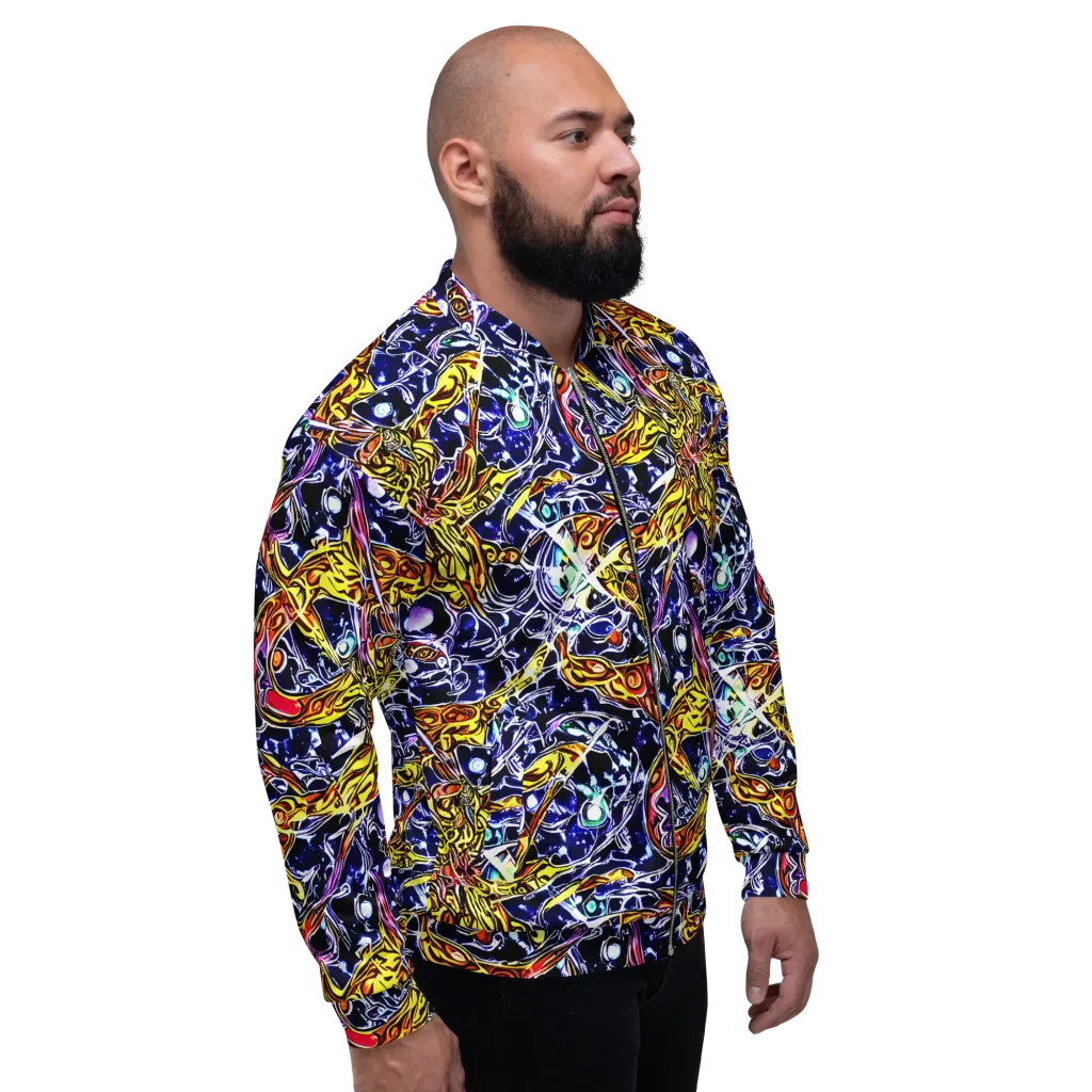 Blue Fire Orbit on Bomber Jacket — Right