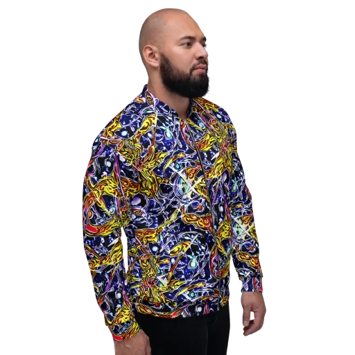 Blue Fire Orbit on a Bomber Jacket