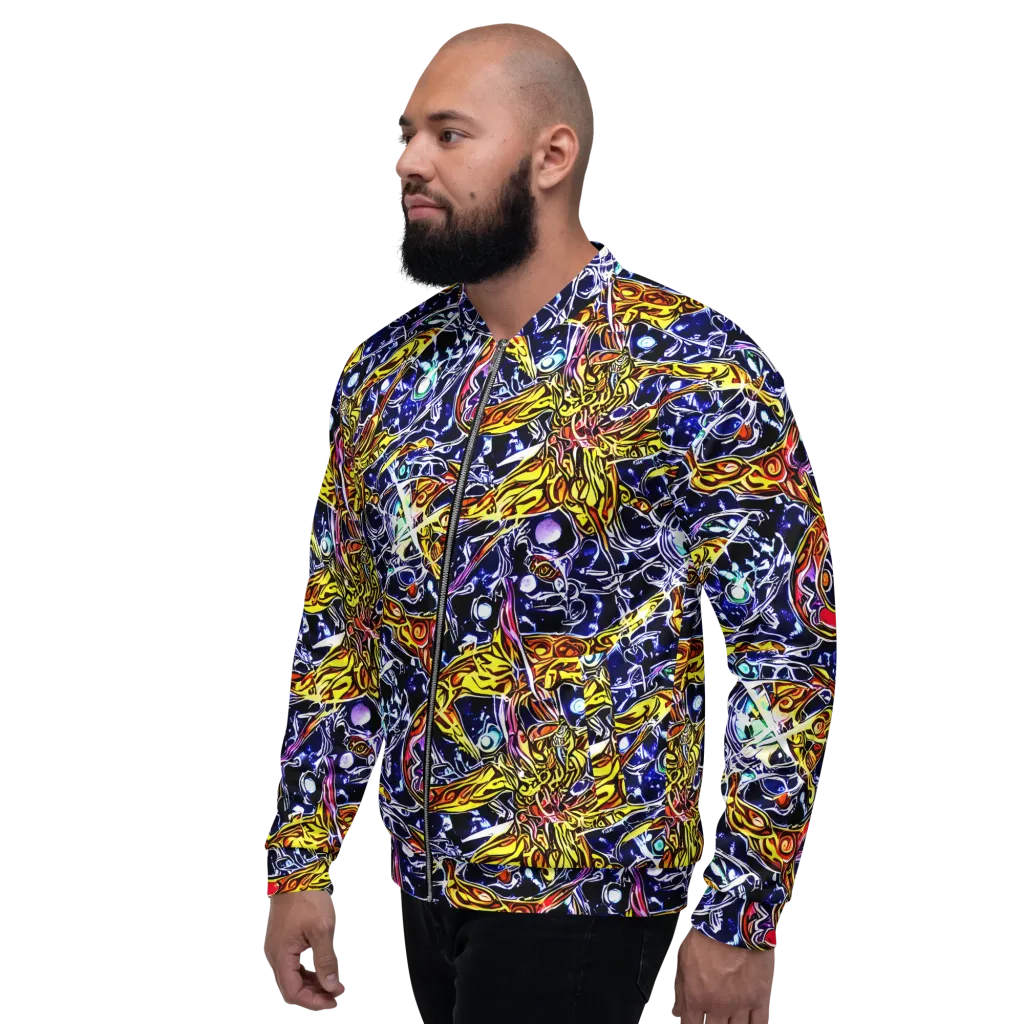Blue Fire Orbit on Bomber Jacket — Left