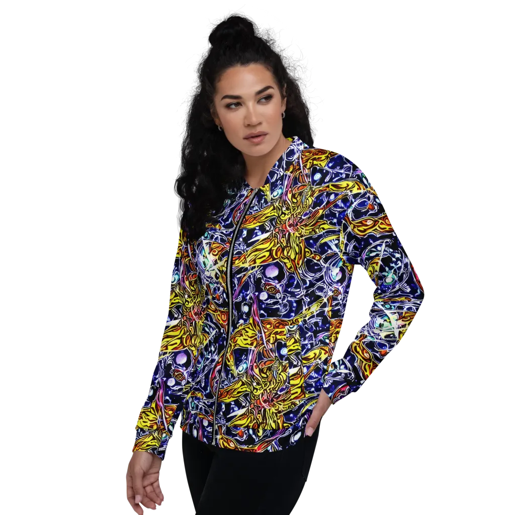 Blue Fire Orbit on Bomber Jacket — Left
