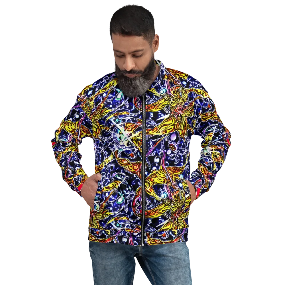 Blue Fire Orbit on Bomber Jacket — Front