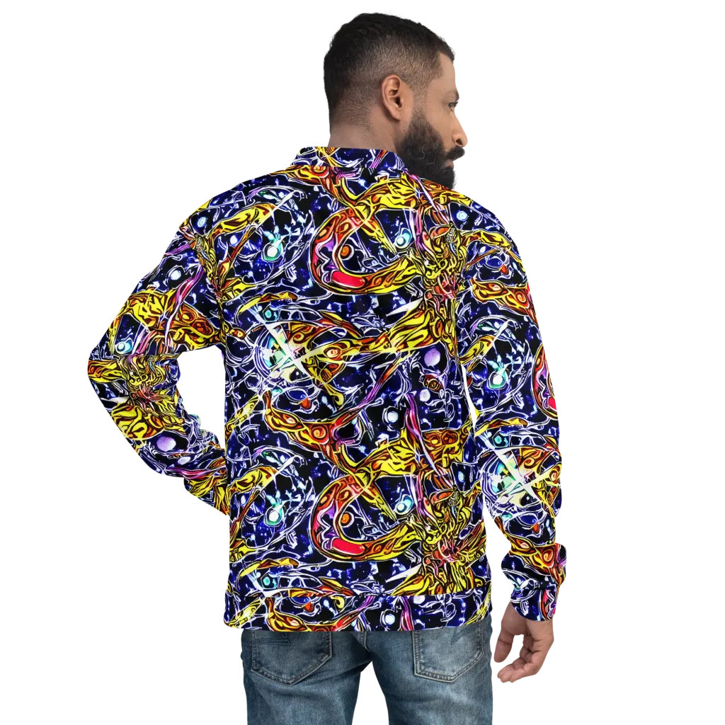 Blue Fire Orbit on Bomber Jacket — Back