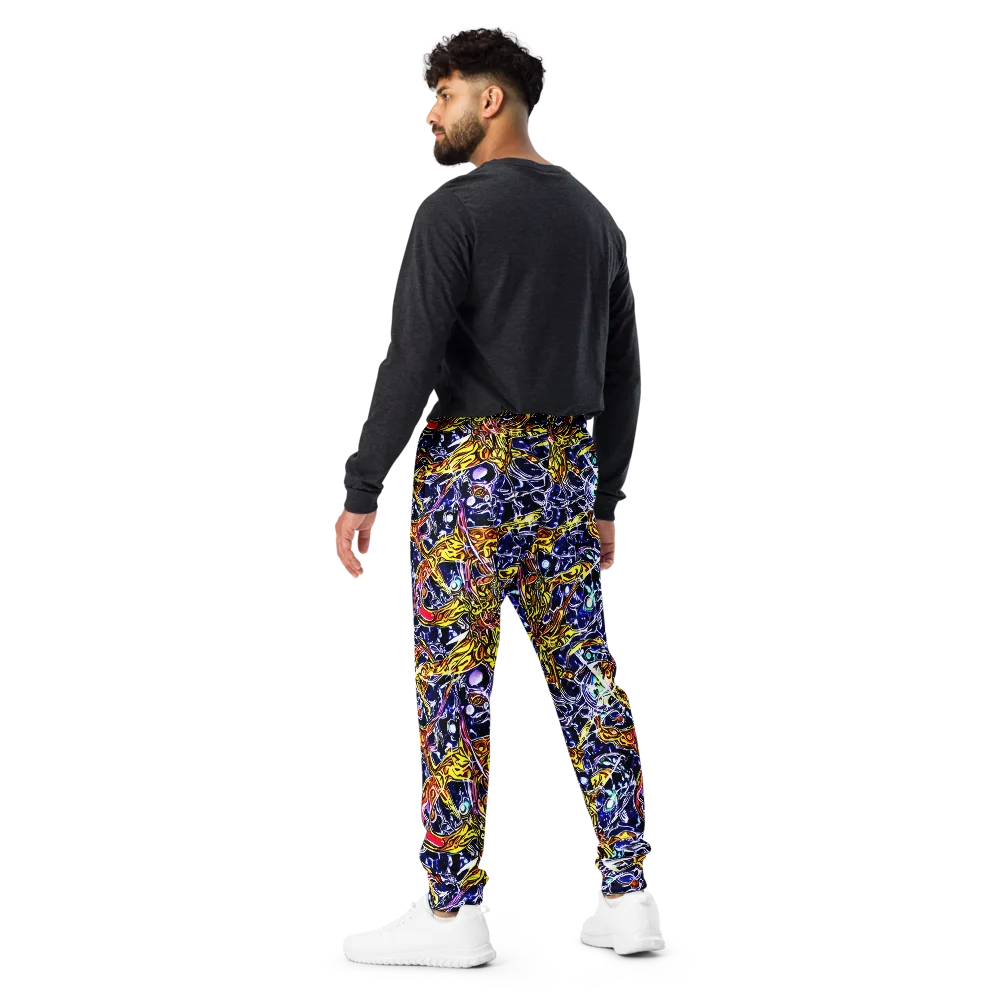 Blue Fire Orbit on Men's Joggers — Back