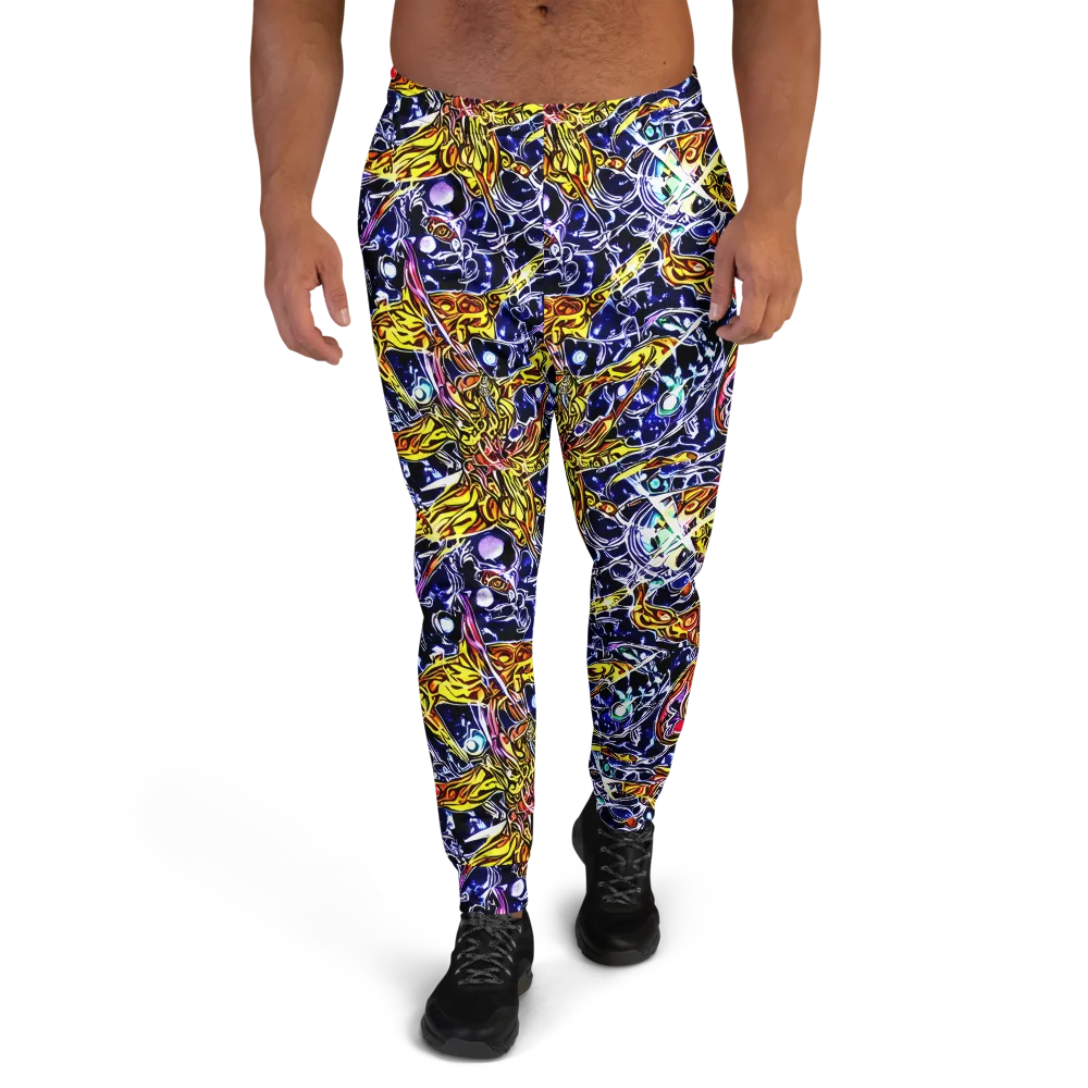 Blue Fire Orbit on Men's Joggers — Front