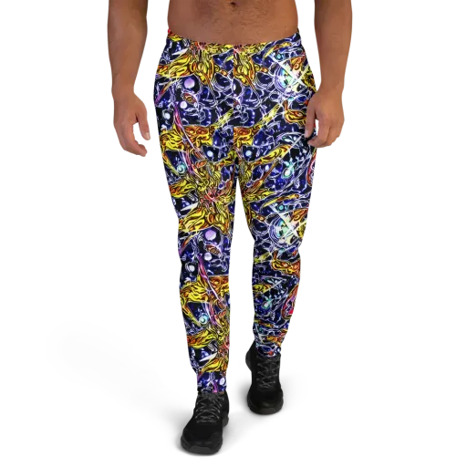 Blue Fire Orbit on a Men's Joggers