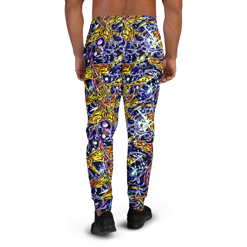 Blue Fire Orbit on Men's Joggers — Back
