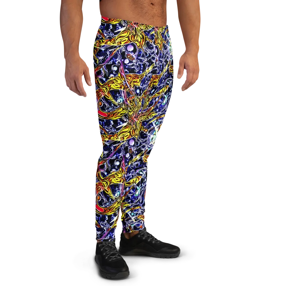 Blue Fire Orbit on Men's Joggers — Right