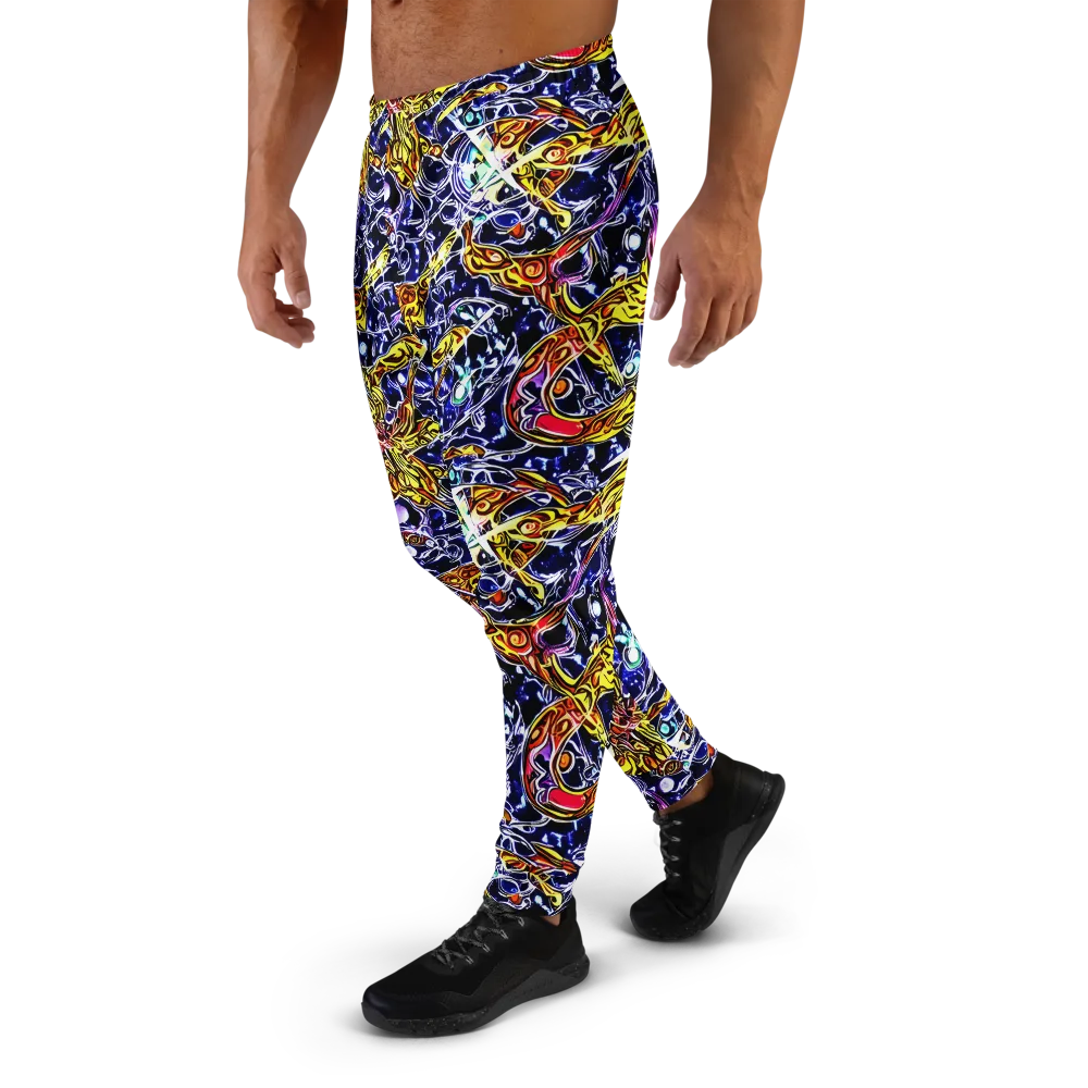Blue Fire Orbit on Men's Joggers — Left