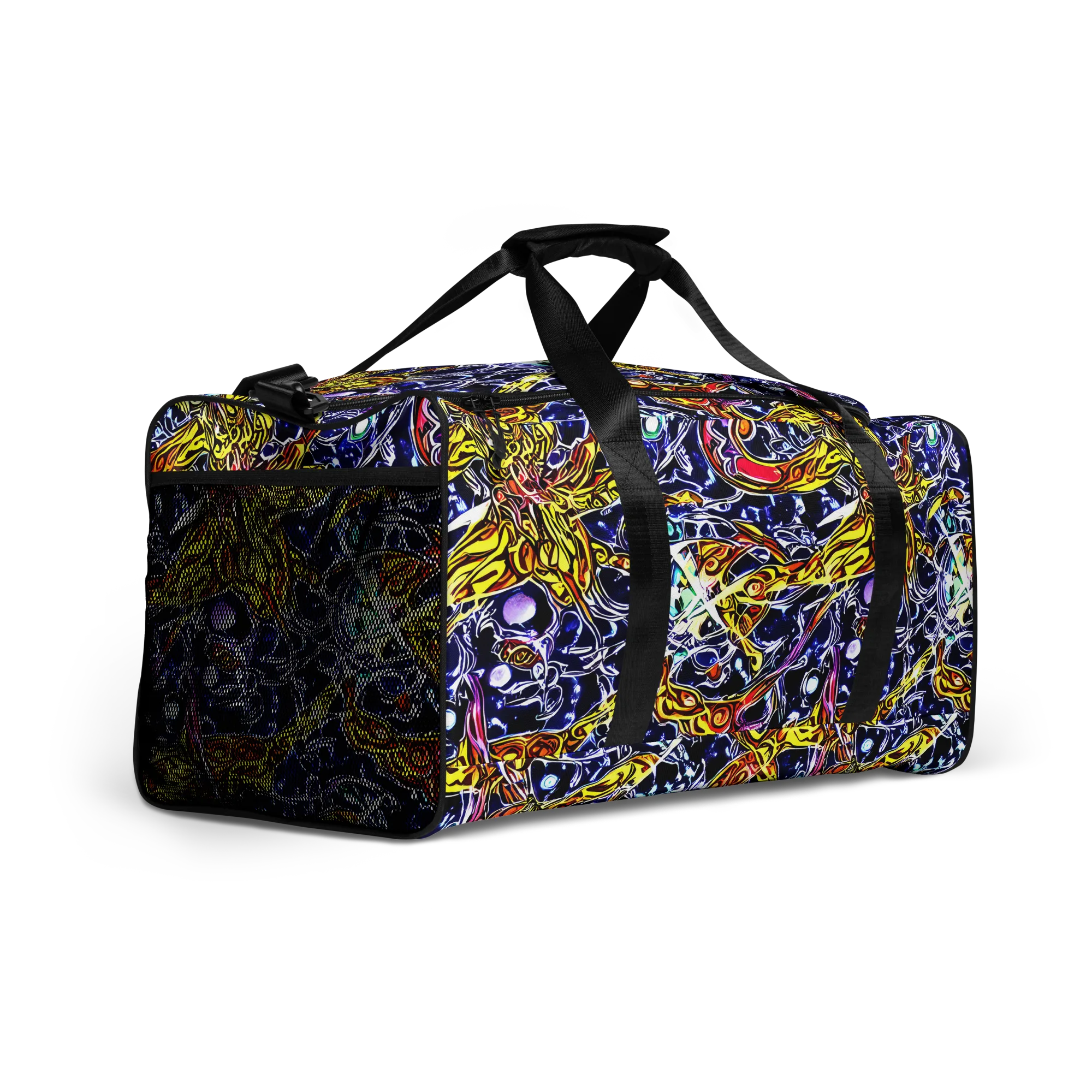 Blue Fire Orbit on Duffle Bag — Right Front
