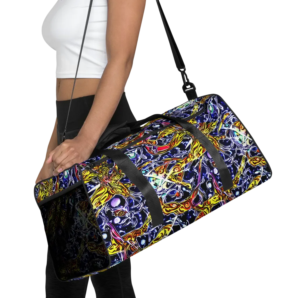 Blue Fire Orbit on Duffle Bag — Front